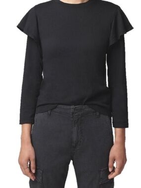 Citizens of Humanity Lulu Flutter Tee Black Long sleeve basic medium Cotton